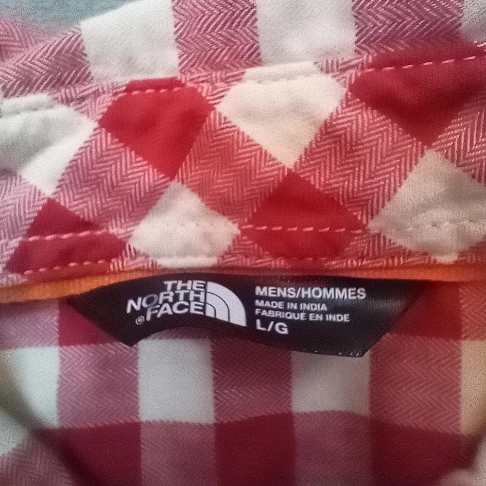 The North Face Shirt‎ Mens L Red White Check Cotton Button Up Casual Preppy Gorp
